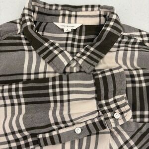 Lucky Brand Boyfriend L Cloud‎ Plaid Button Front Shirt Olive Green Long Sleeve